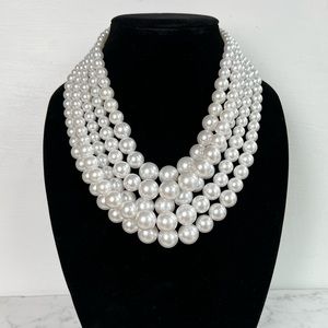 Multi Layered White Faux Pearl Necklace
